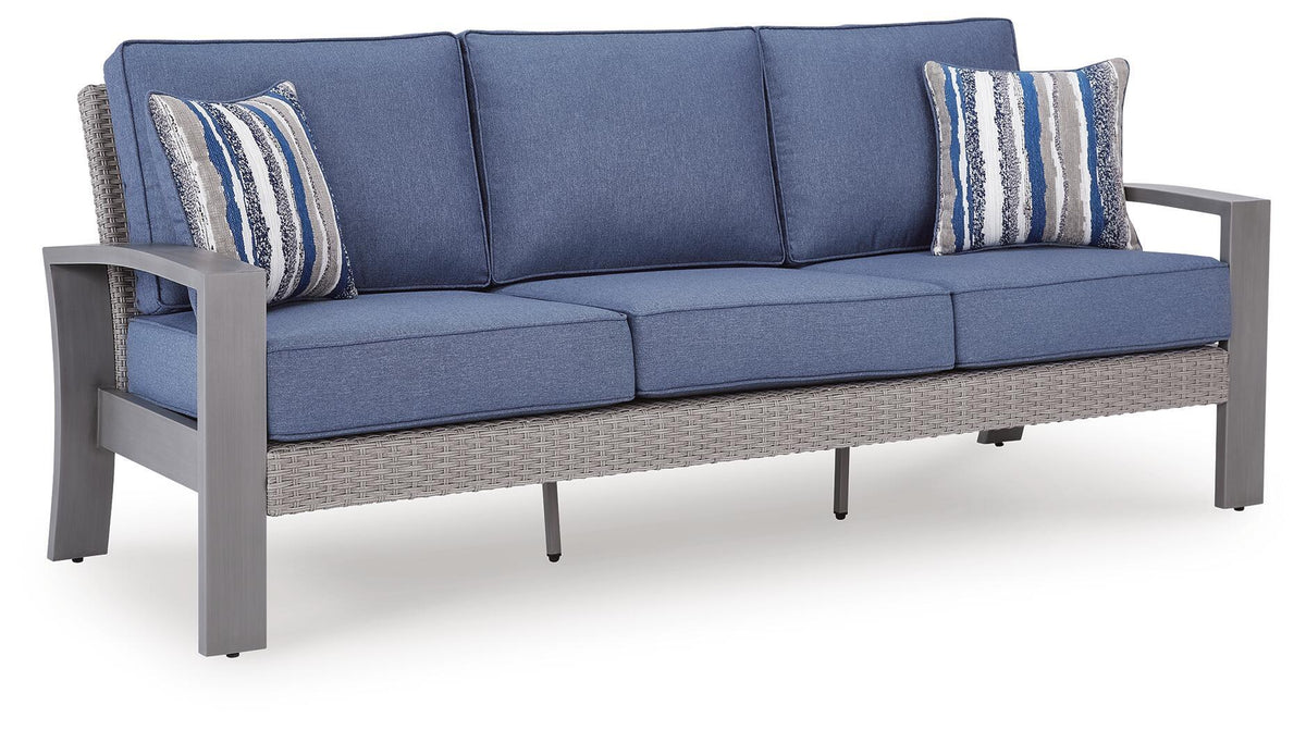 Dillon Beach - Sofa With Cushion - Blue / Gray