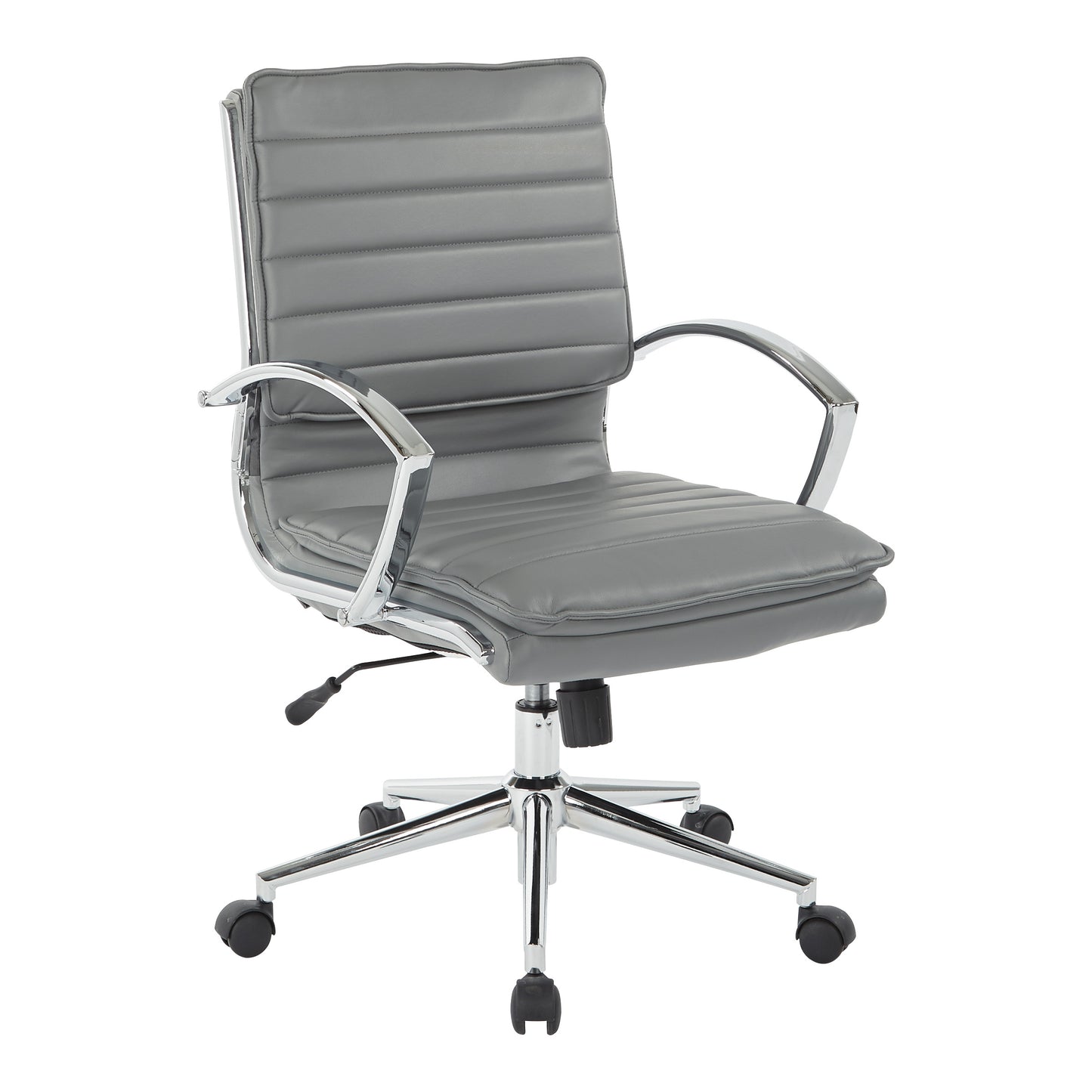 Mid Back Manager's Faux Leather Chair in Charcoal with Chrome Base