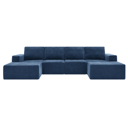 Modular U-Shaped Sectional Sofa, Luxury Chenille Floor Couch Set, Upholstered Indoor Furniture, Foam - Filled Sleeper Sofa Bed For Living Room, Bedroom, Free Combination