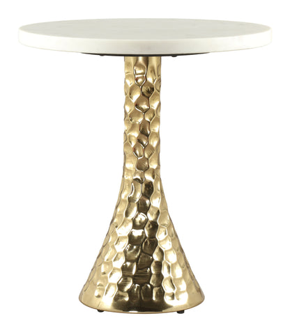Lira - Accent Table - White / Gold