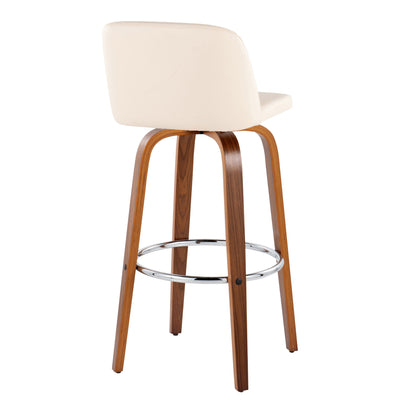 Toriano - Mid Century Modern Fixed Height, Barstool With Swivel With Round Footrest (Set of 2)