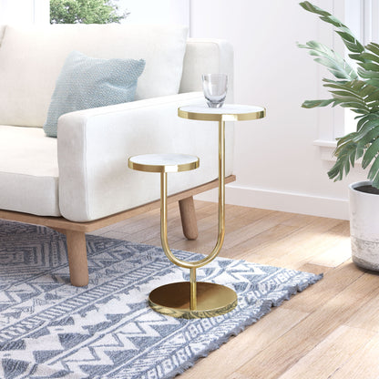 Marc - Side Table - White / Gold