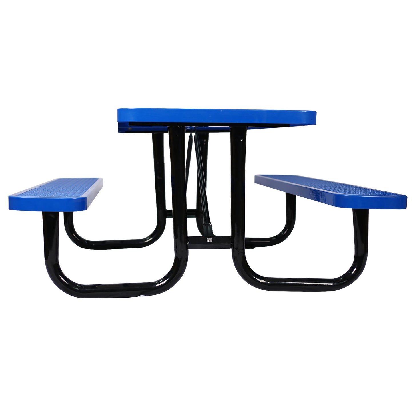 Rectangular Outdoor Steel Picnic Table With Umbrella Pole