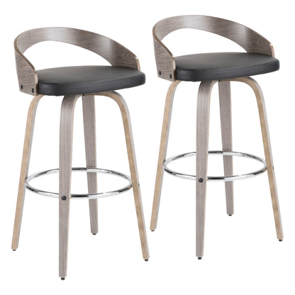 Grotto - Contemporary Fixed Height Barstool With Swivel With Round Footrest (Set of 2)