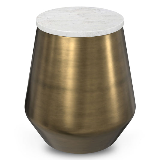 Benning - Side Table - Antique Brass / White