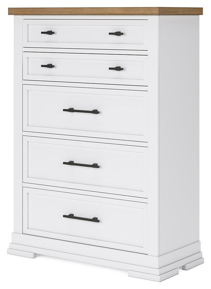 Ashbryn - White / Natural - Five Drawer Chest