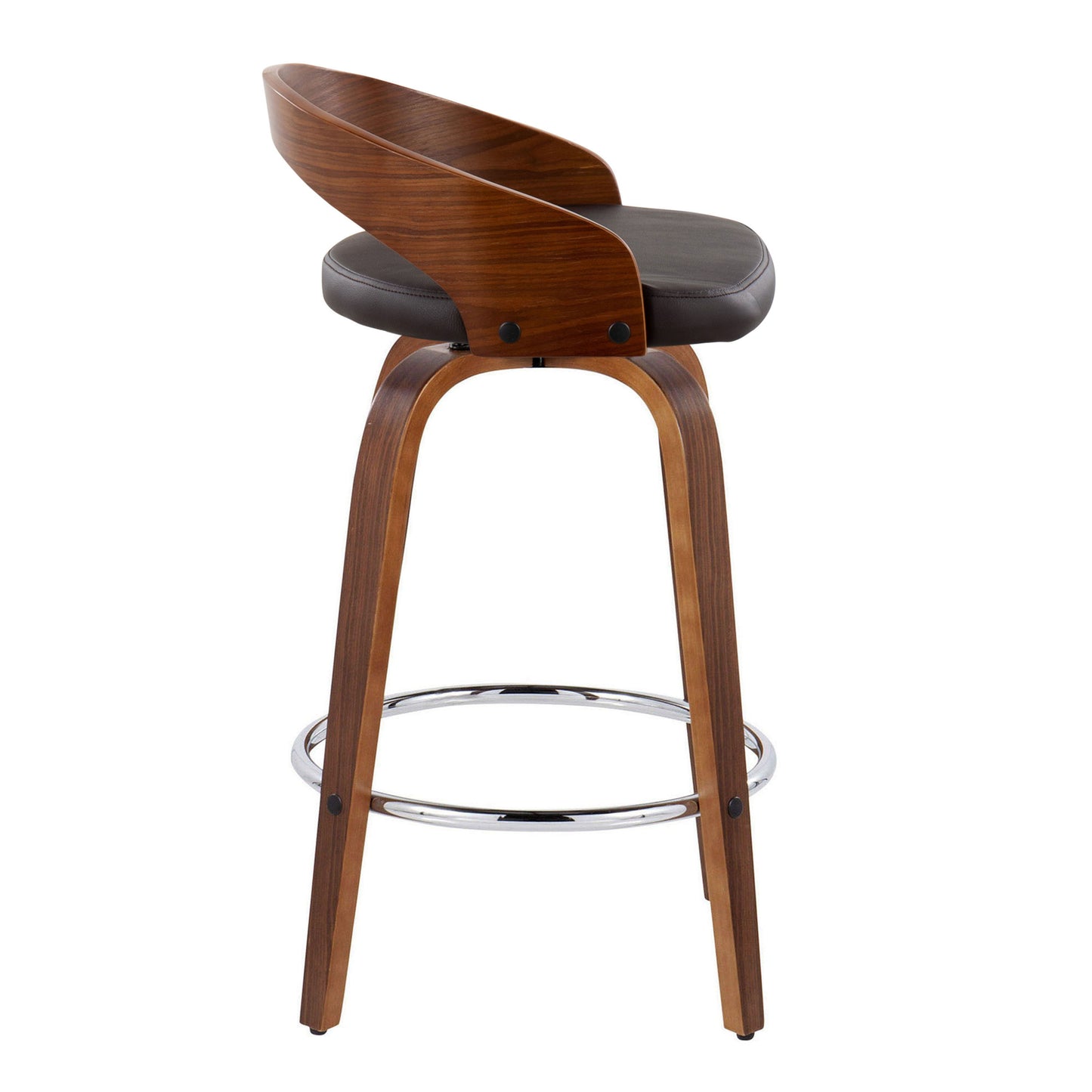 Grotto - Mid Century Modern Elegant Fixed Height Counter Stool With Swivel With Round Footrest (Set of 2)