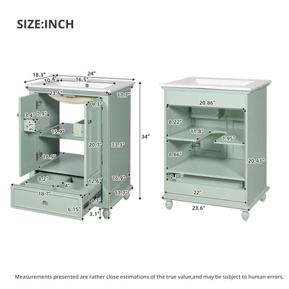 Modern Bathroom Vanity With Sink, Cabinet With Drawer And Dividers, Rectangular Storage Unit