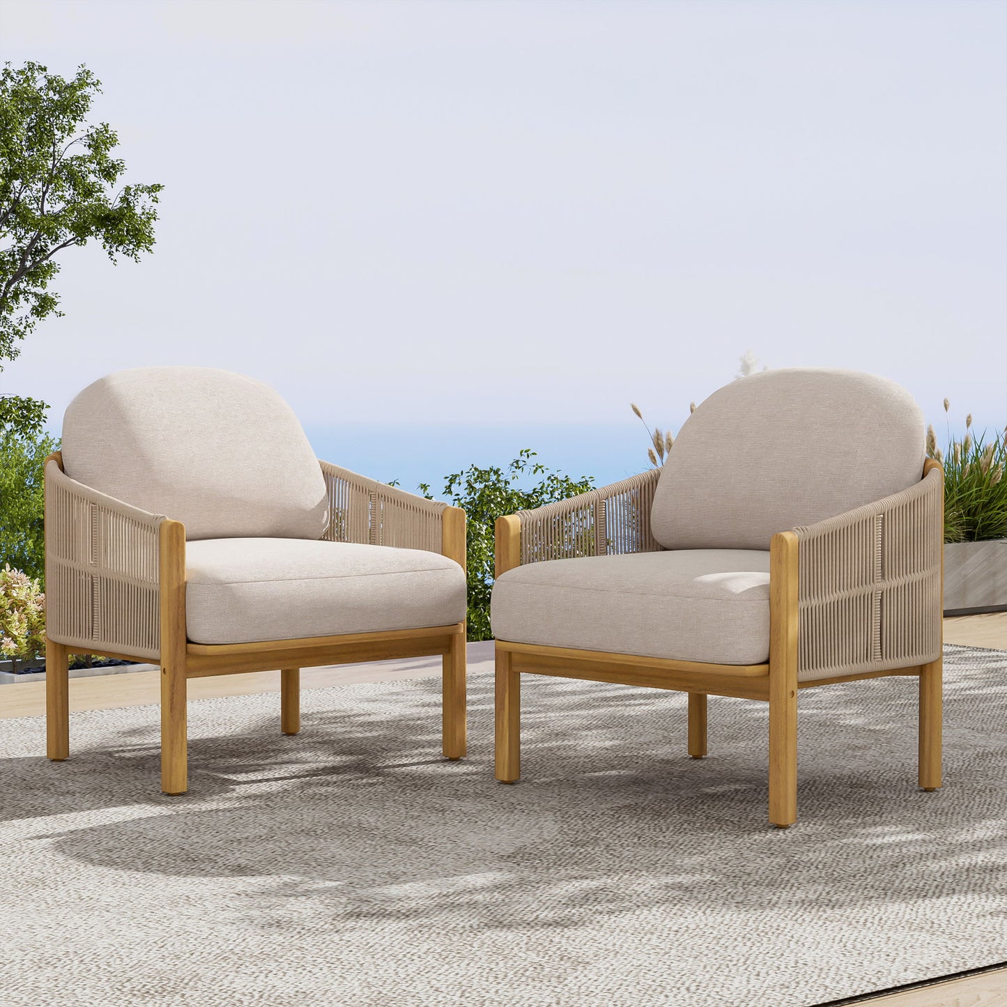 Grotta - Outdoor Wood Club Chair (Set of 2)