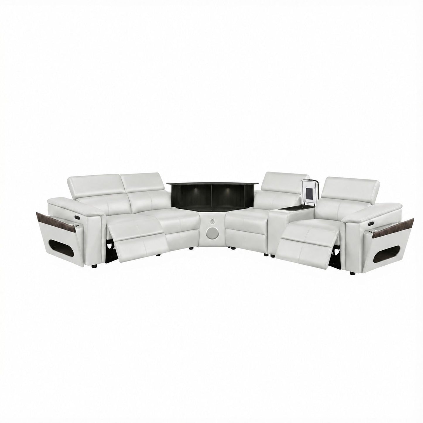 Nova - Sectional With Bluetooth Speaker, LED And Lifting Wine Cabinet