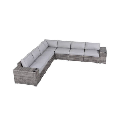 Minnesota - 9 Piece Sectional Sofa Set With Cushions - Gray Mix