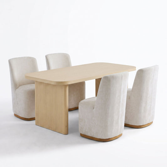 Dining Table Set With 4 Upholstered Dining Chairs