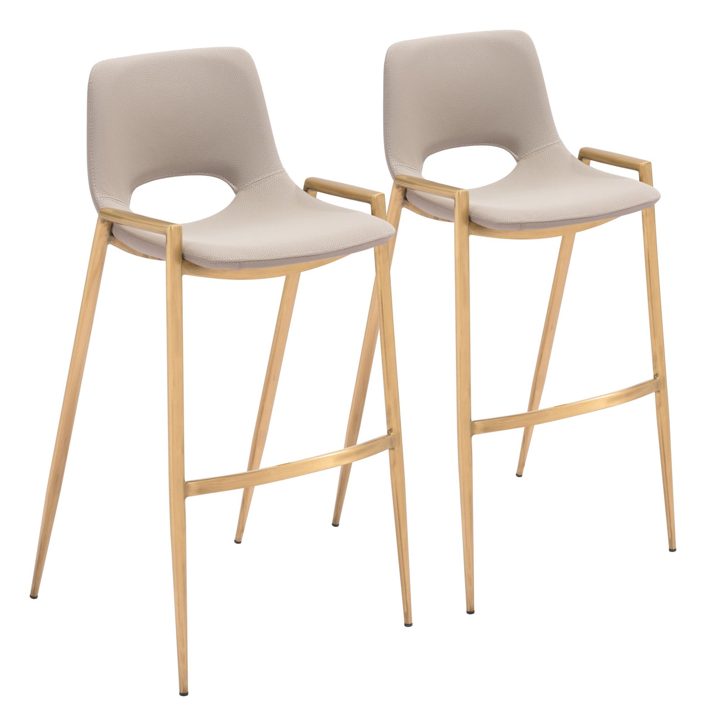 Desi - Barstool Chair With Gold Base (Set of 2)