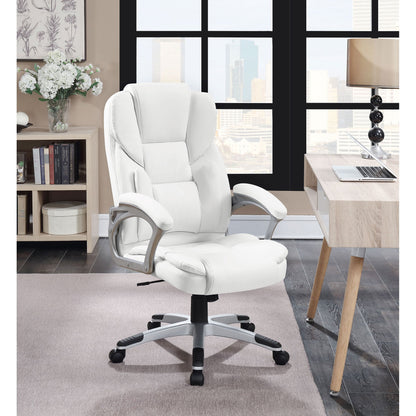 Kaffir - Upholstered Adjustable Home Office Desk Chair With Ergonomic Support And Smooth Swivel - White