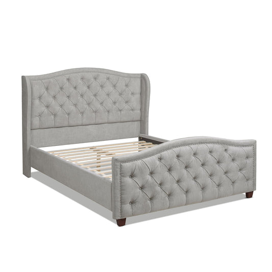 Fontana - Queen Wingback Upholstered Platform Bed Frame