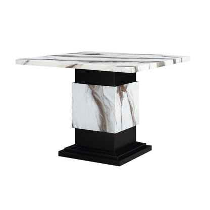 Sammi - Bar Table With And Pedestal Base - Black / White Print