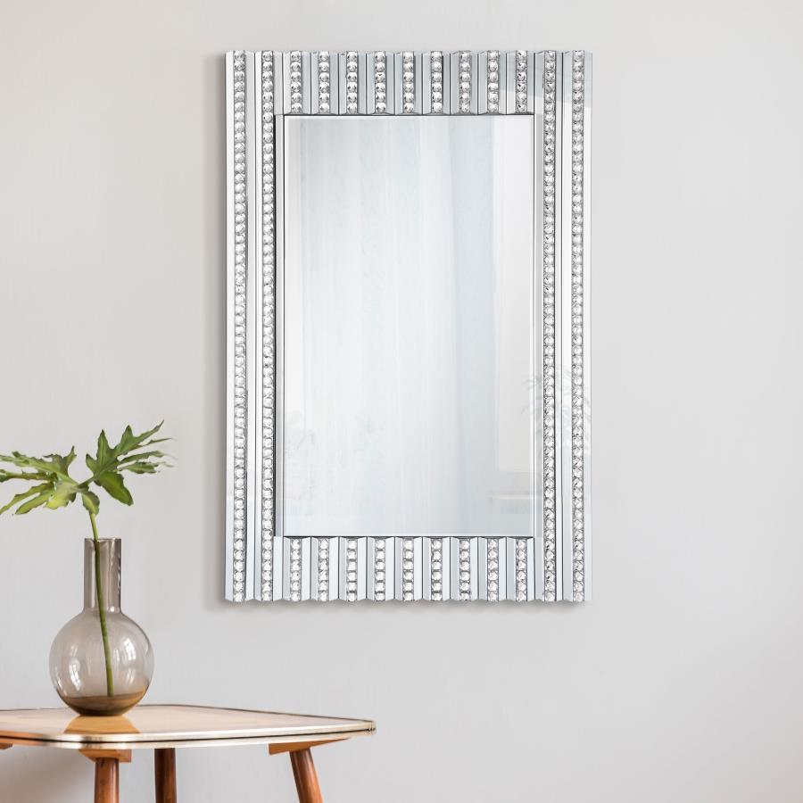 Aideen - Acrylic Crystal Wall Mirror - Silver