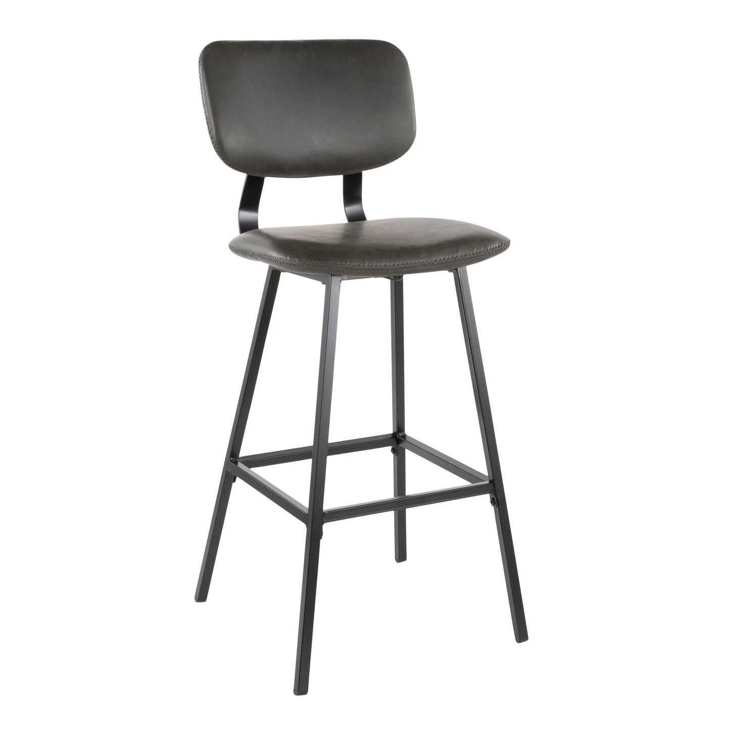 Foundry - Contemporary Barstool Zig Zag Stitching (Set of 2) - Black / Gray