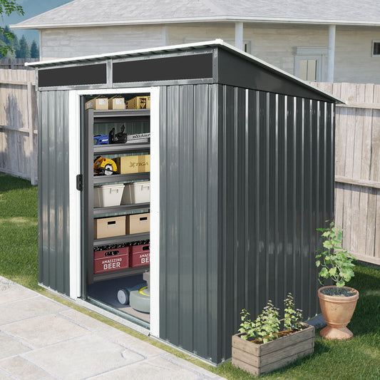 Outdoor Metal Storage Shed And Transparent Plate For Garden, Lawn