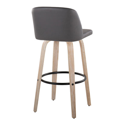 Toriano - Fixed Height Contemporary Barstool With Swivel With Round Footrest (Set of 2)