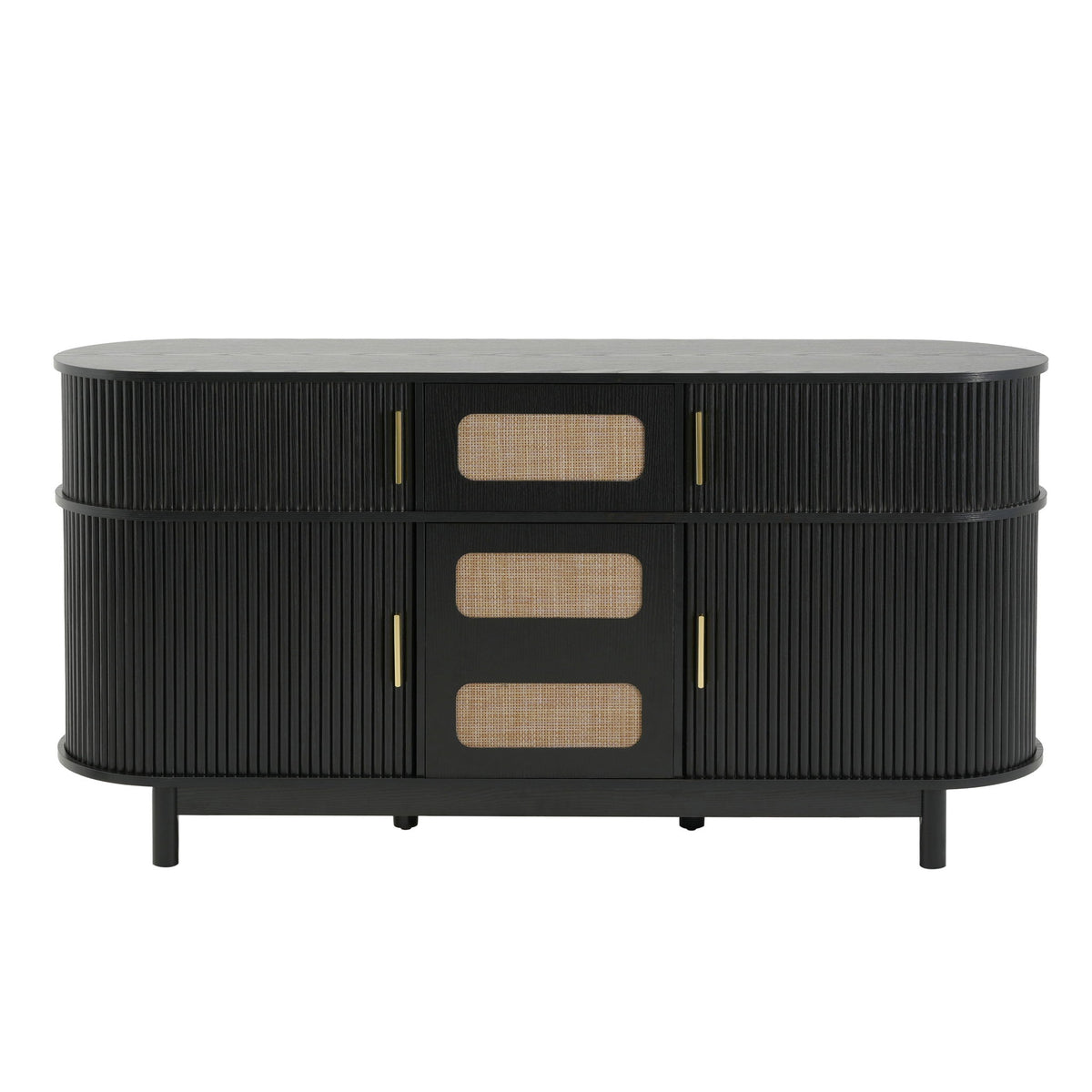 Fluted Sideboard Buffet Cabinet With Sliding Doors And Adjustable Shelves
