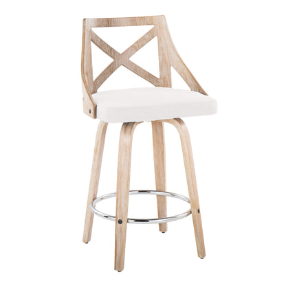 Charlotte - Farmhouse Fixed Height Counter Stool With Swivel Round Footrest (Set of 2)