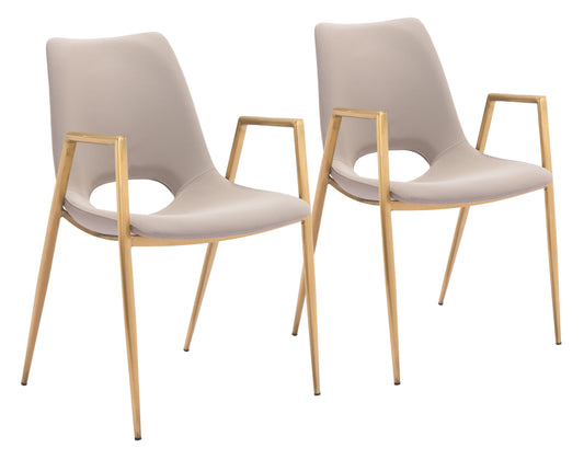 Desi - Dining Chair (Set of 2) - Beige & Gold