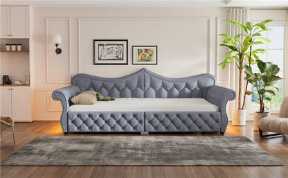 Upholstered Daybed With LED Lighting And Nailhead Trim