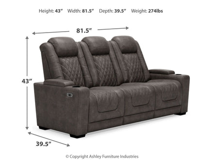 HyllMont - Gray - PWR REC Sofa with ADJ Headrest