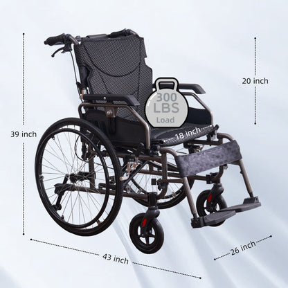 Premium Foldable Transport Wheelchair For Adults