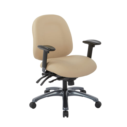 Multi-Function Mid Back Chair with Seat Slider and Titanium Finish Base