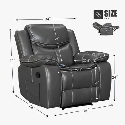 Recliner Chair With Vibration And Heating - Gray