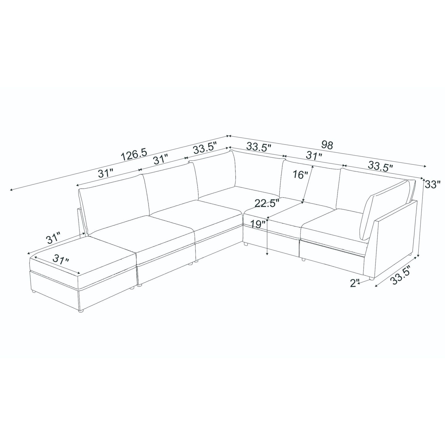 Modern Reversible Modular Sectional