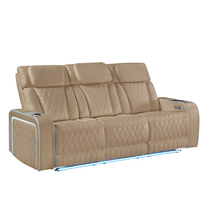 Electra - 3 Piece Power Reclining Sofa, Loveseat And Recliner Set With Power Headrests, Massage And LED Lighting