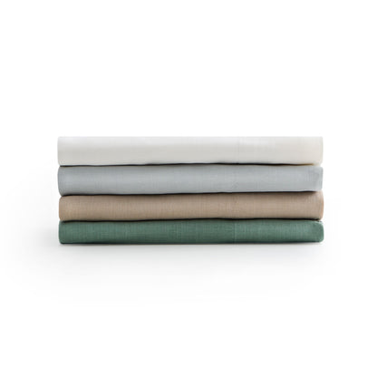 Linen-Weave Cotton Queen Sheet Set - Fog