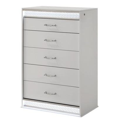 Glam - 5 Drawer Chest With LED Lighting - White