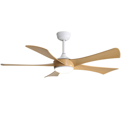 52" Ceiling Fan With 22W LED Light And Remote Control, 50 / 10 / 24 Downrod - White