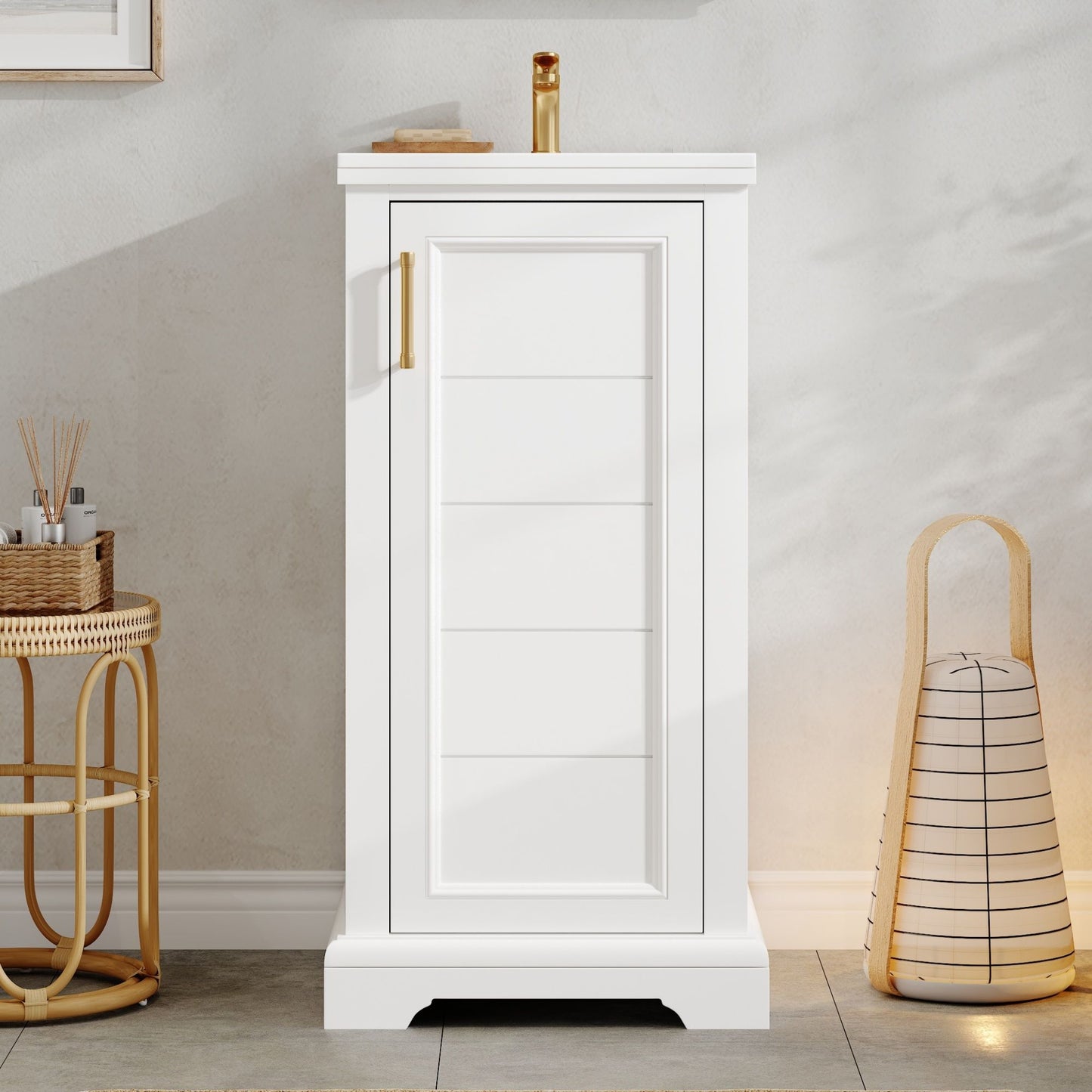 Bathroom Vanity With Sink, Soft Close Door, Adjustable Shelf, Freestanding Single Unit - White