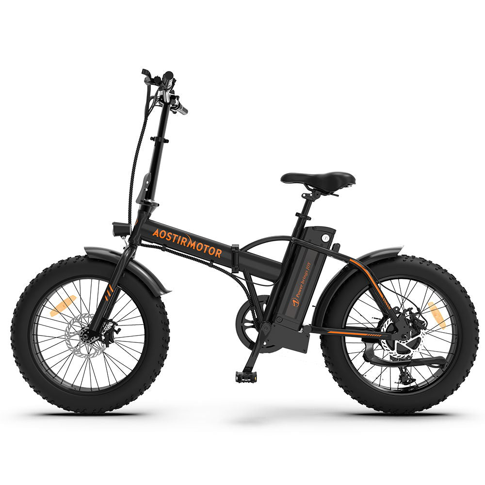 Folding Electric Bike Ebike Bicycle 500W Motor 20" Fat Tire With 36V / 13Ah Li - Battery Beach Snow Bicycle A20 - Black