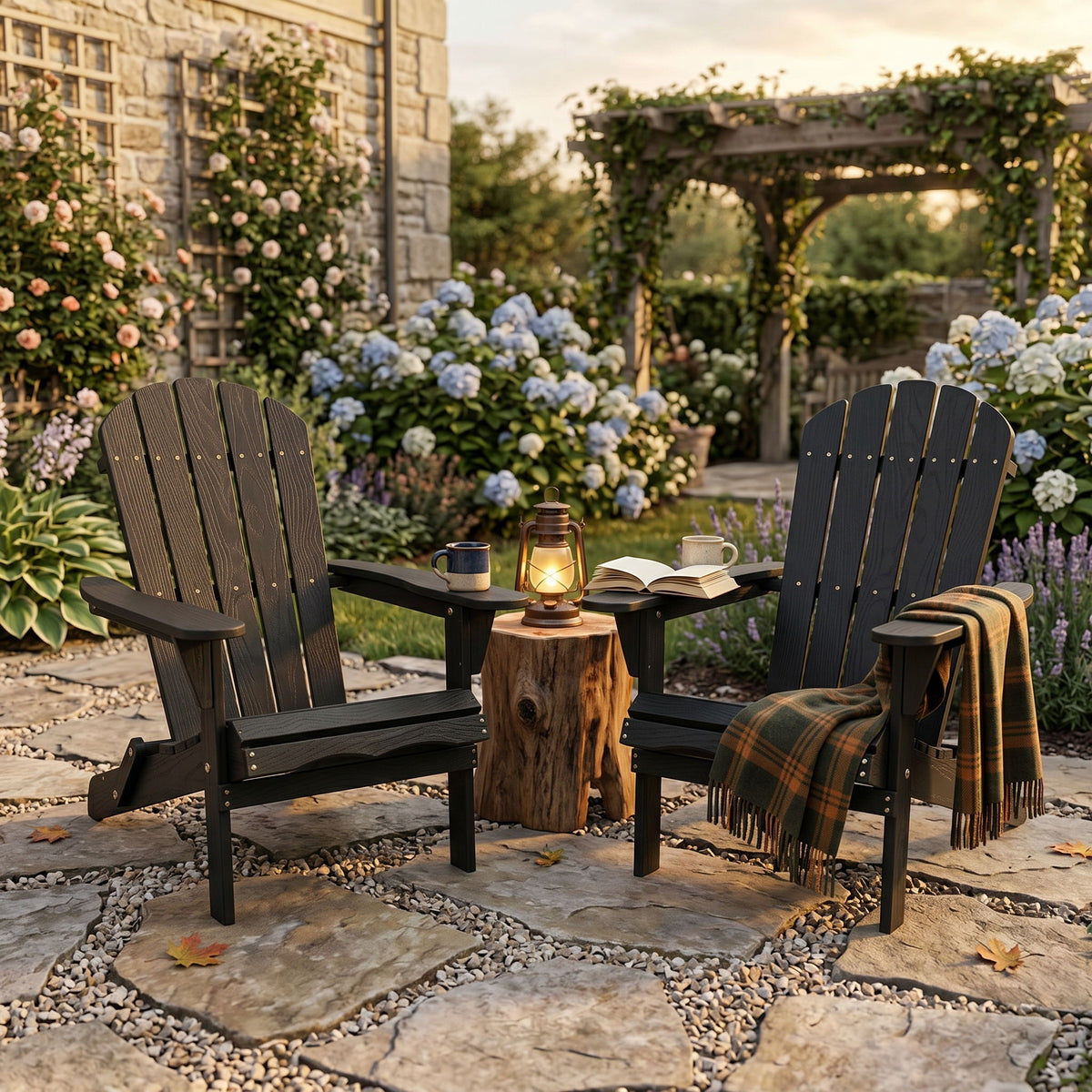 Folding Adirondack Lounge Chair With Embossed Grain Texture