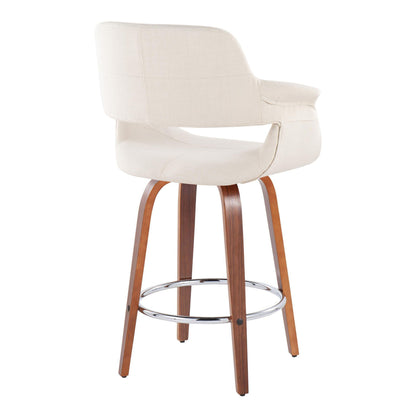 Vintage Flair - Mid-Century Modern Fixed Height Counter Stool With Swivel With Round Footrest (Set of 2)