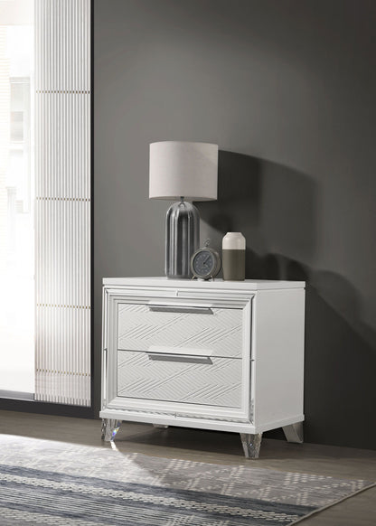 Marmore - 2-Drawer Nightstand Bedside Table - White