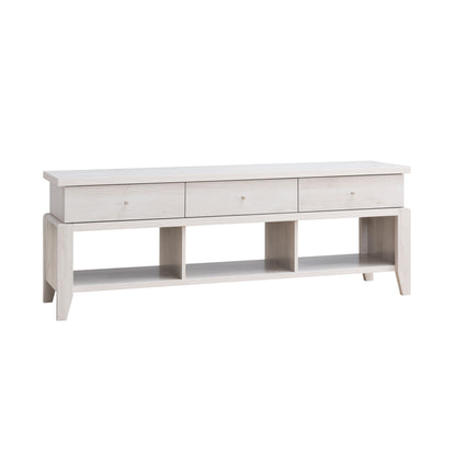 Modern TV Stand With Three Open Shelves And Three Drawers - White