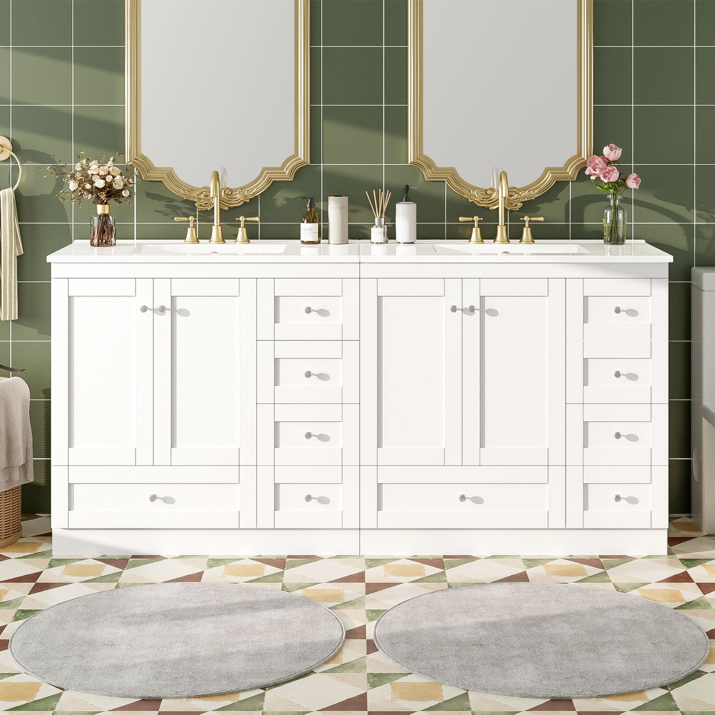 Shaker Free Standing Bathroom Vanity Cabinet With Sink, Soft Close Drawers, Soft Close Doors