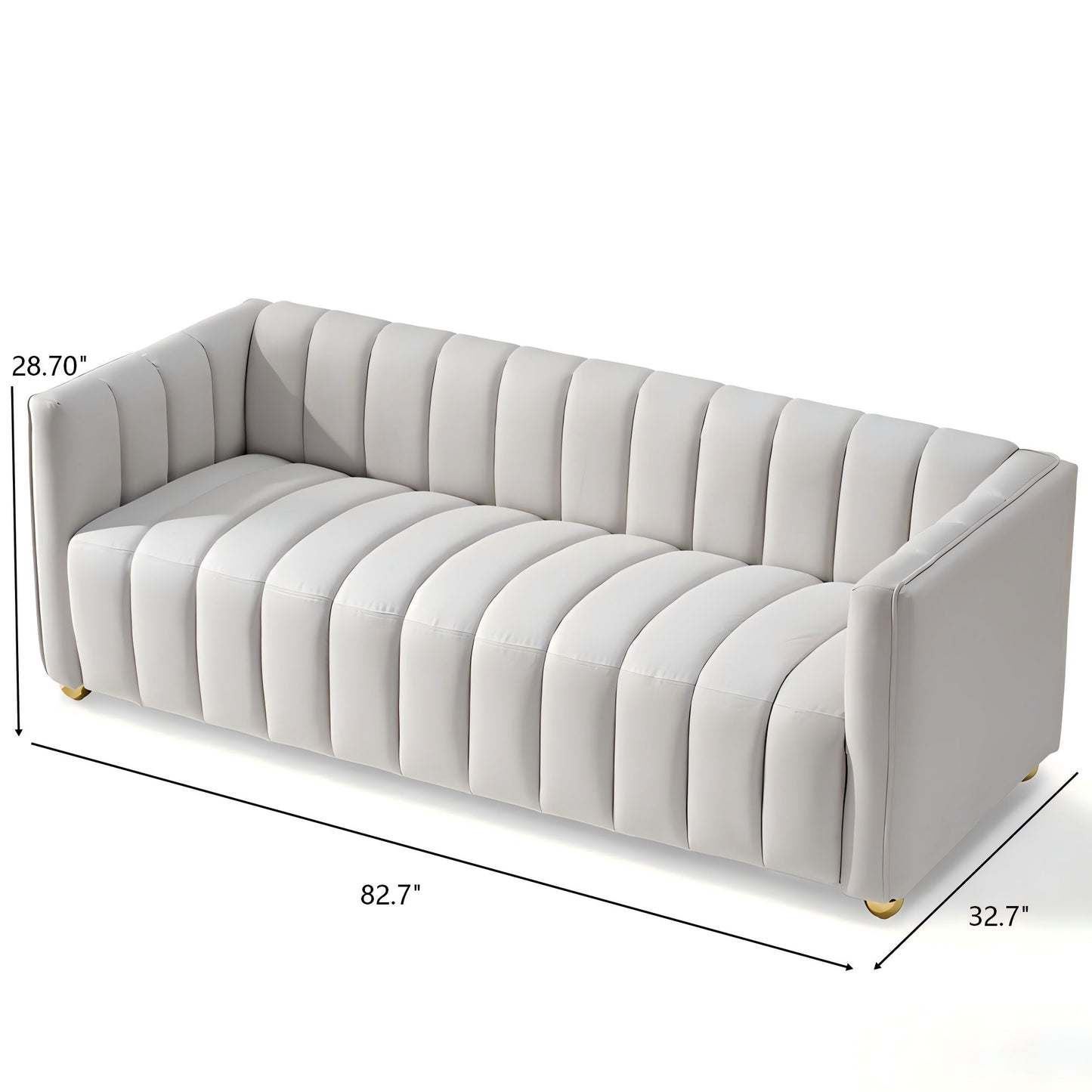 Vertical Channel Tuft Sofa For Apartment Lounge - Ivory