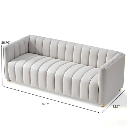 Vertical Channel Tuft Sofa For Apartment Lounge - Ivory