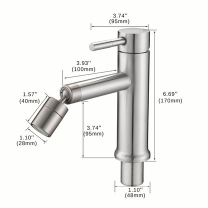 Bathroom Faucet With 2 Mode Functionality And 360 Degree Rotating Aerator Stainless Steel - Brushed Nickel