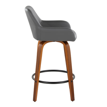 Daniella - Contemporary Fixed Height Counter Stool With Swivel With Round Footrest (Set of 2)