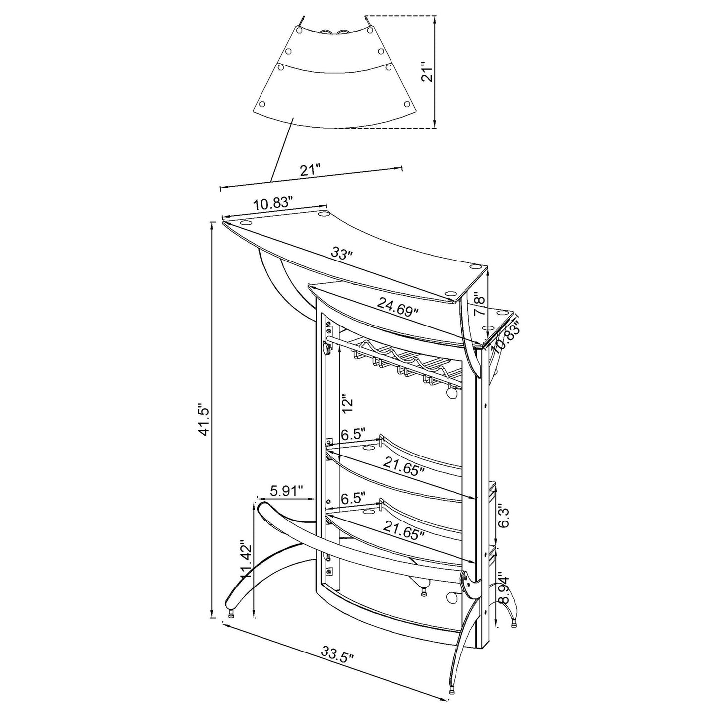Elaina - 2 Shelf Home Bar