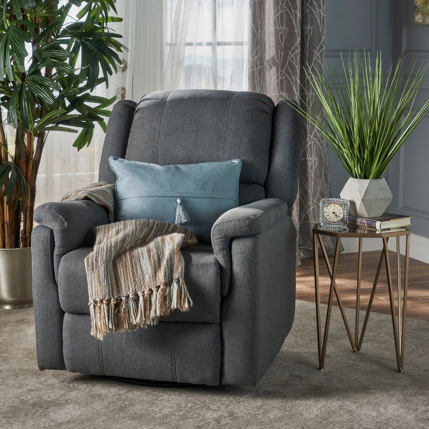 Glider Recliner With Swivel, Manual Reclining Chair